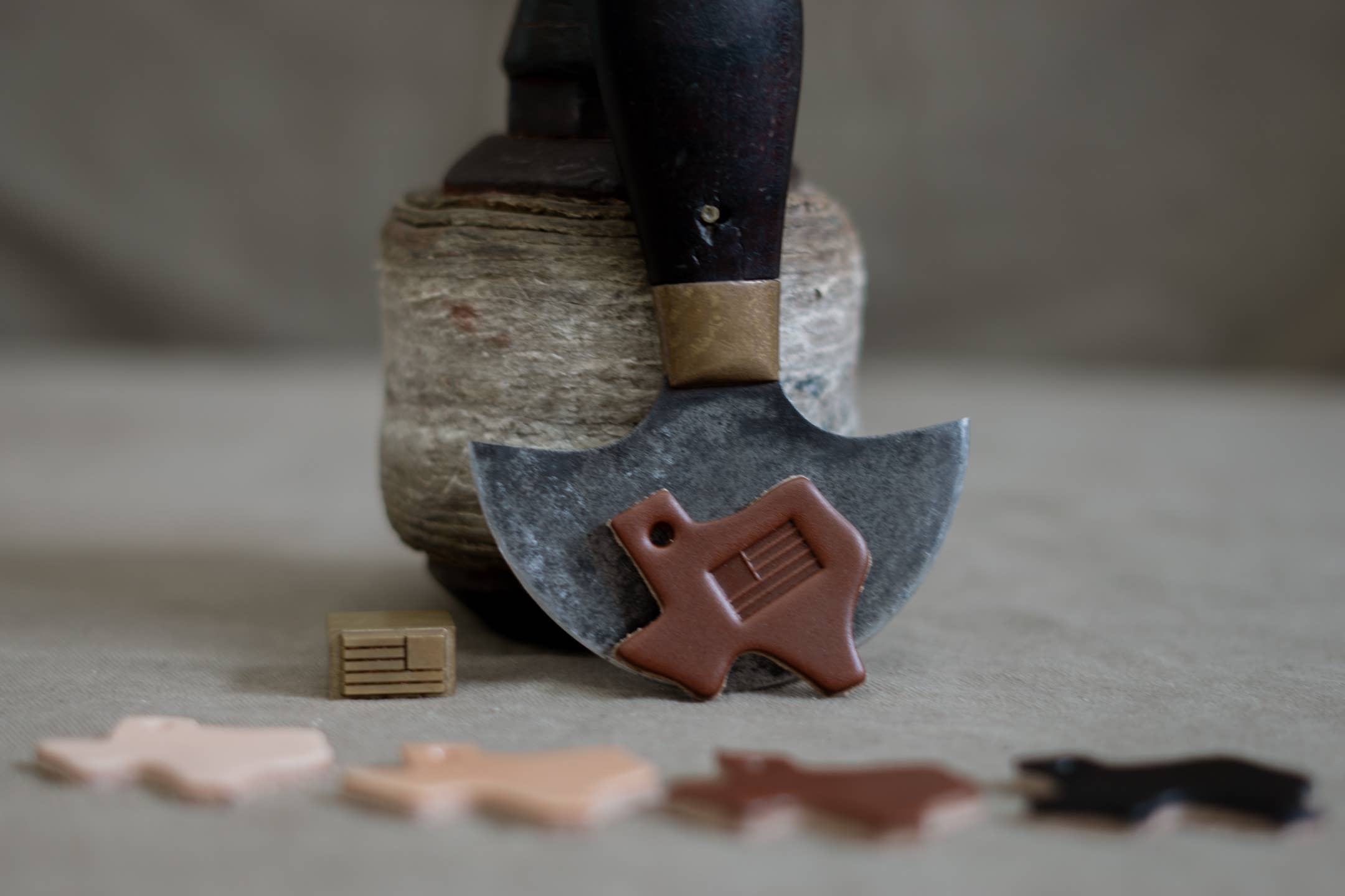 Leather Texas Key Tag: Flag - Dark Brown