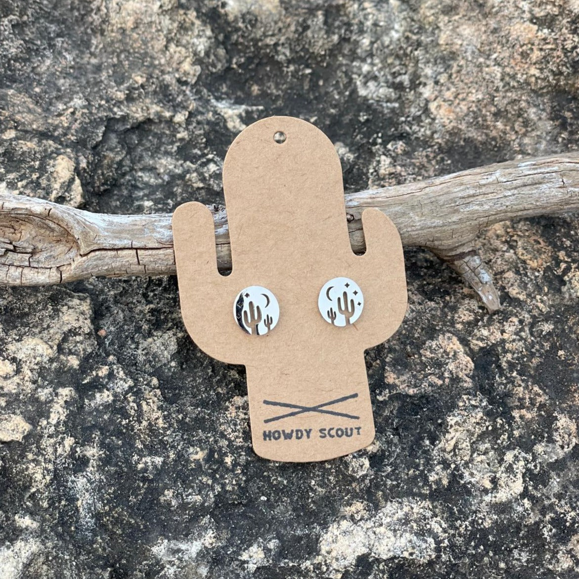 Womens - Western Inspired Earrings - Cactus Silhouette