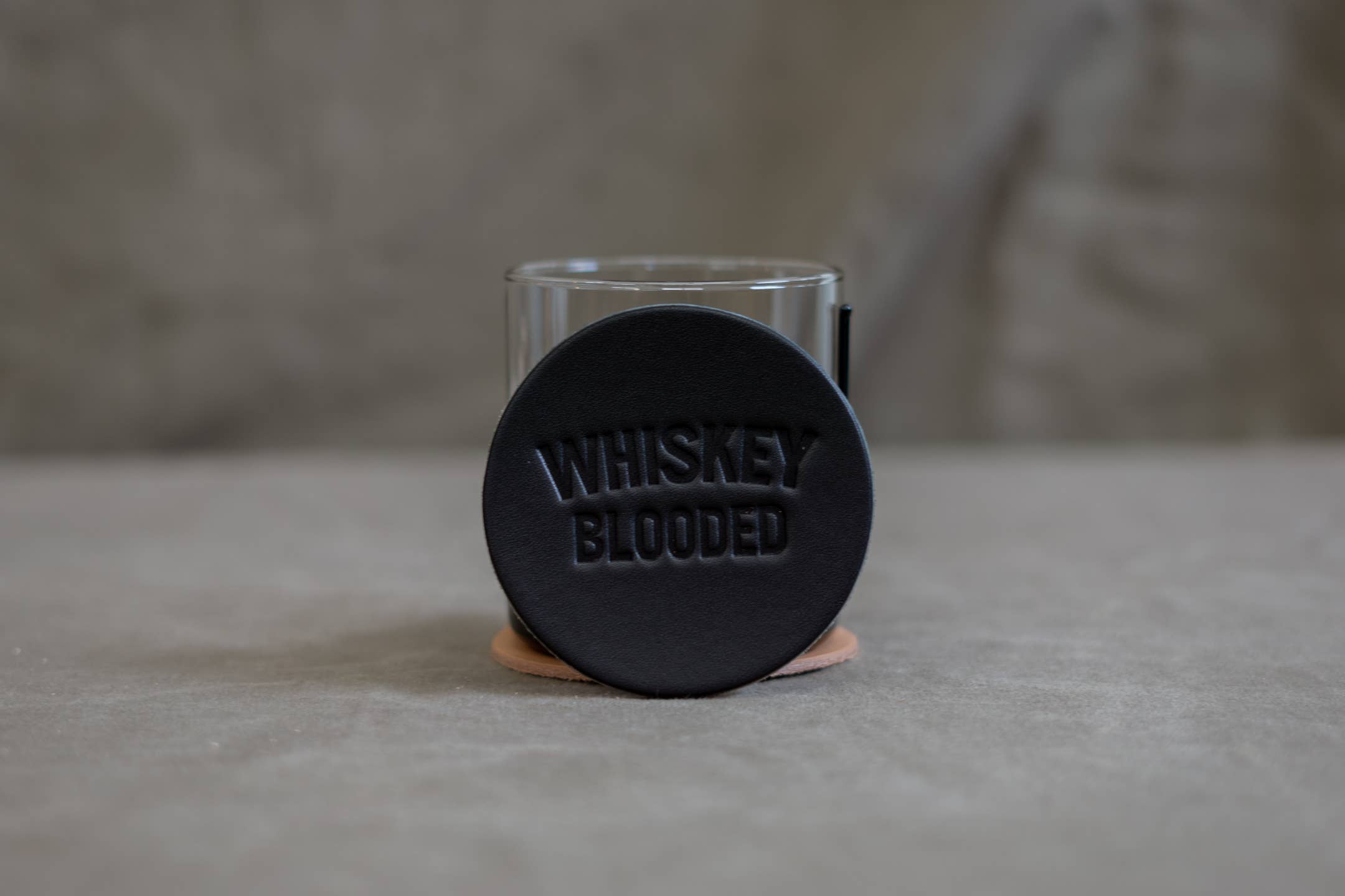 Leather Coaster: Whiskey Blooded - Black