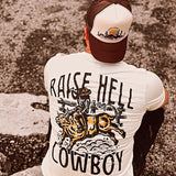 Unisex Lightweight Tee - Raise Hell, Cowboy