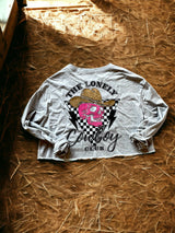 Womens Long Sleeved Cropped Tee - Lonely Cowboy Club