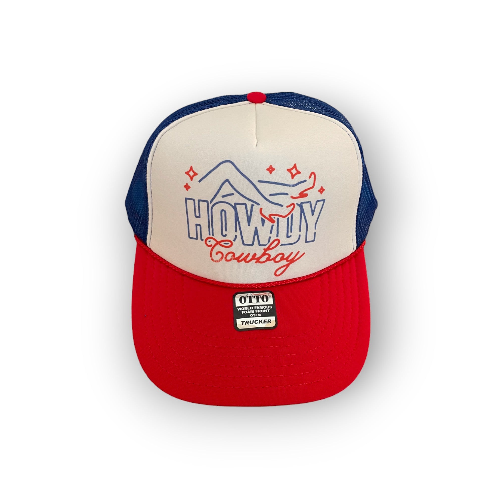 Adult Trucker - Howdy Cowboy - White/Blue/Red