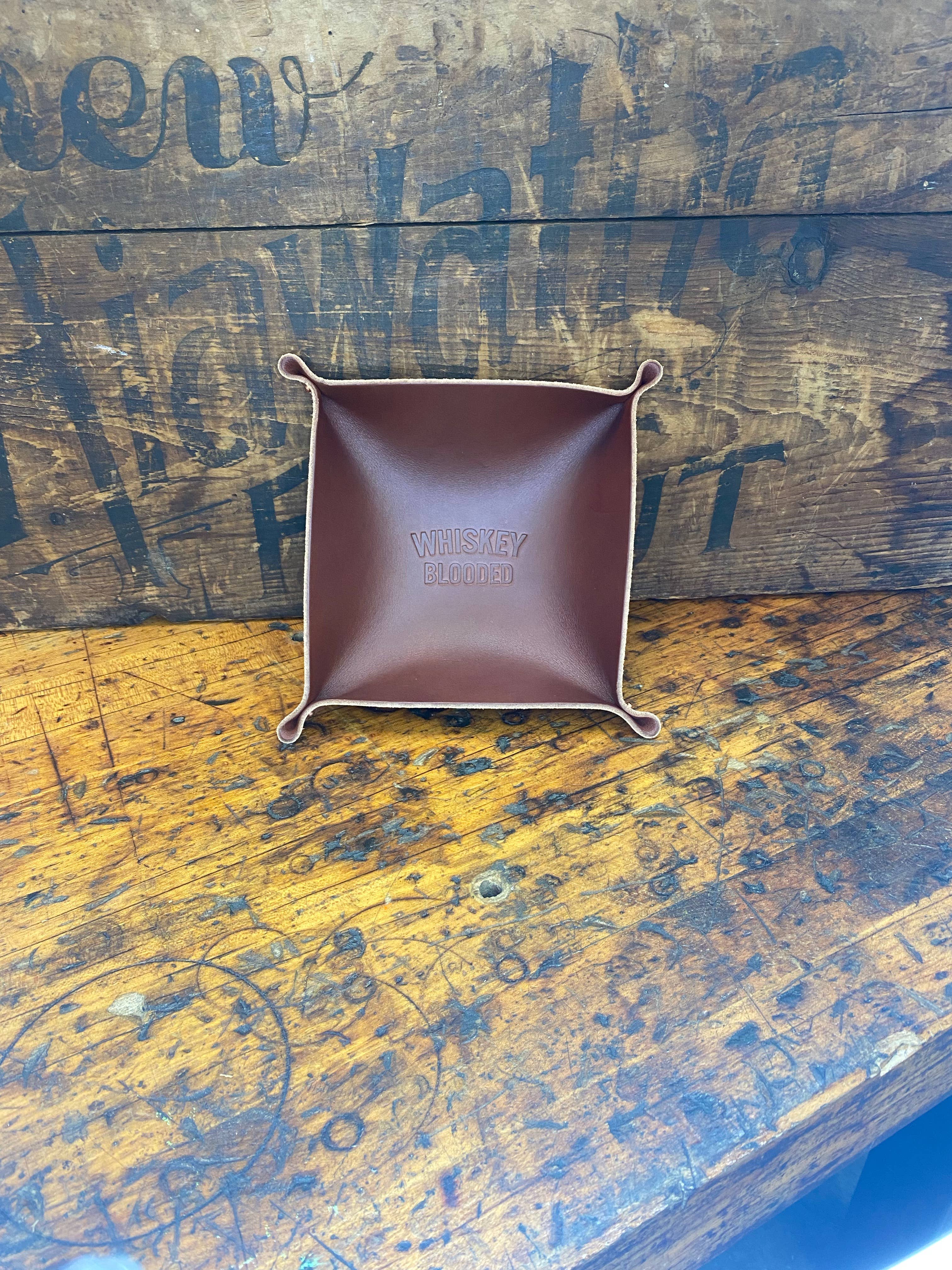 Leather Valet Tray: Whiskey Blooded - Dark Brown